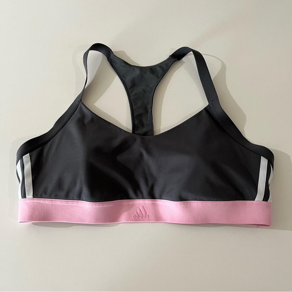 Adidas gray and Pink Medium Impact Sports Bra lightly padded xl